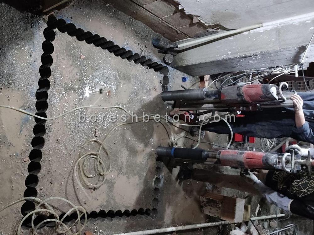 برش بتن جهت ایجاد چاله آسانسور ساختمان 4 طبقه
